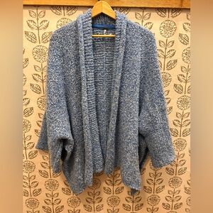 Free People Textured Blue Poncho Sweater